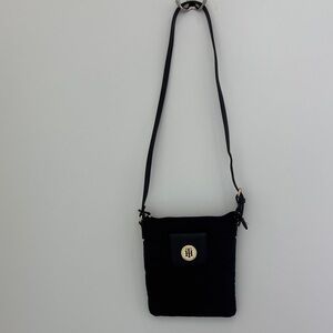 Tommy Hilfiger Black Crossbody with Gold Logo Accent